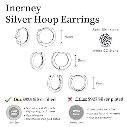 Inerney 925 Sterling Silver Huggie Hoop Earrings