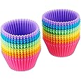Amazon Basics Reusable Silicone Baking Cups, Muffin Liners - Pack of 24, Multicolor