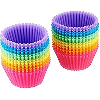 Amazon Basics Reusable Silicone Baking Cups, Muffin Liners, Pack of 24, Multicolor