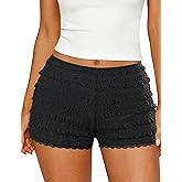 FOMELY Women's Ruffle Shorts Lace Bloomers Y2k Mini Shorts Bloomers for Women with Liner