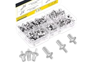 Mardatt 130Pcs M5 x 7/9/ 11mm Aluminum Core Rivets with Round Head, Half Round Head Hammer Drive Rivets, Knock Type Expansion