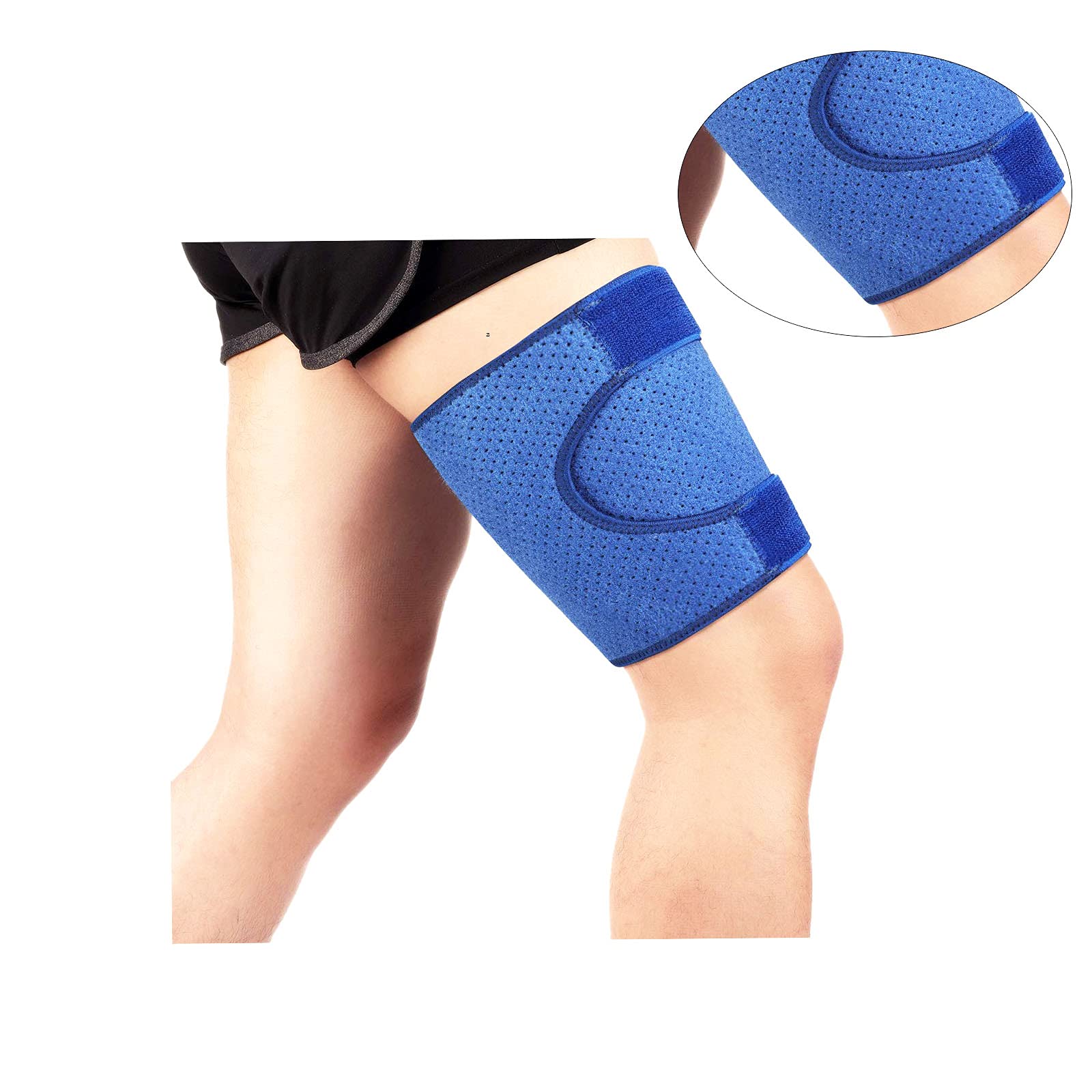 Thigh Support Wrap for Women and Men, Hamstring Support Guards Groin Protector Compression Sleeve with Anti-Slip Strip for Prevent Leg Sprains, Strains, Tendonitis Injury, Workouts, Surgery Recovery
