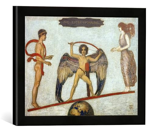 Gerahmtes Bild von Franz Von Stuck Die Liebesschaukel, Kunstdruck im hochwertigen handgefertigten Bilder-Rahmen, 40x30 cm, Sc