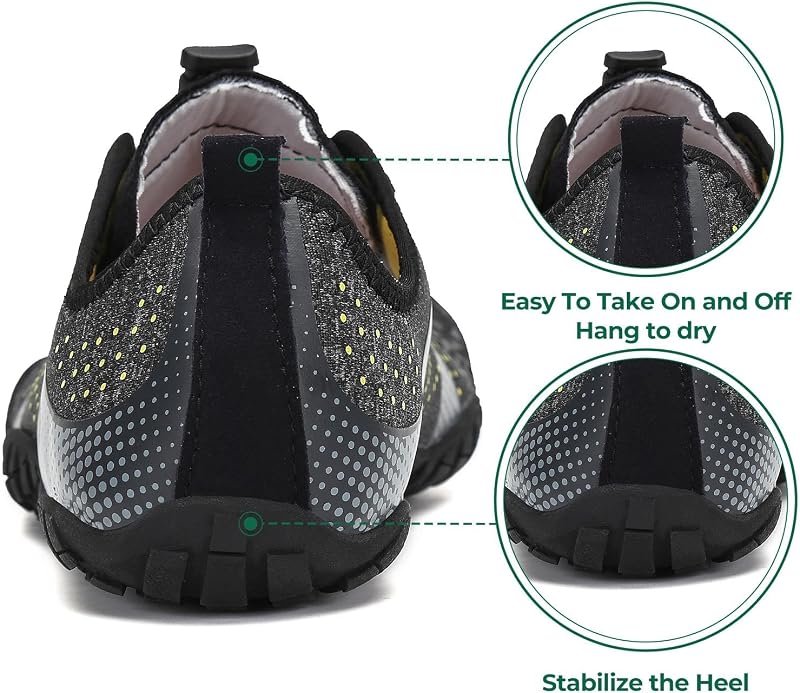 Chaussure Minimaliste Homme Barefoot Shoes Femme Légère Randonnée Chaussures de Trail Running Outdoor Fitness Barefoot Shoes avec Semelle Zero Drop Noir Fumé,GR.45