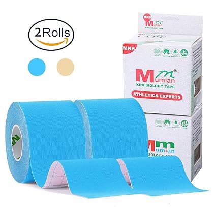 Kinesiologie Tape, SGODDE Sports Tape, 5cm x 5m 2 Rollen Wasserfest Elastische Physio Muskeln Tape mit Anleitung