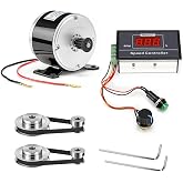 Lounsweer 4 Pack Small Brushed Permanent Magnet Electric Motor for E Scooter Speed Control 24v 350w 3000rpm and Gt2 Pulleys 6-60v 12v 24v 36v 48v 30a PWM Dc Motor Controller 30a Switch Controller