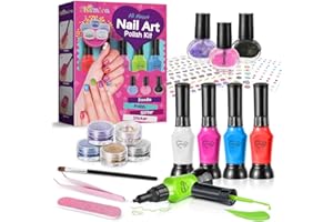 Shemira Nail Art Kit for Girls, Nail Polish Kit for Kids Ages 7-12 Years Old, Ideal Birthday Gift for Girls 7 8 9 10 11 12 Years Old, Nail Polish GIft Set for Teens