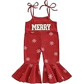 Kupretty Toddler Baby Girl Valentines Day Outfits Baby Jumpsuit Embroidery Heart Strap Bell Bottom Romper Overalls Pant
