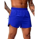 MIER Men's 3 Inch Inseam Running Shorts with Brief Liner Dry Fit Gym Athletic Workout Exercise Shorts with Zipper Pocket