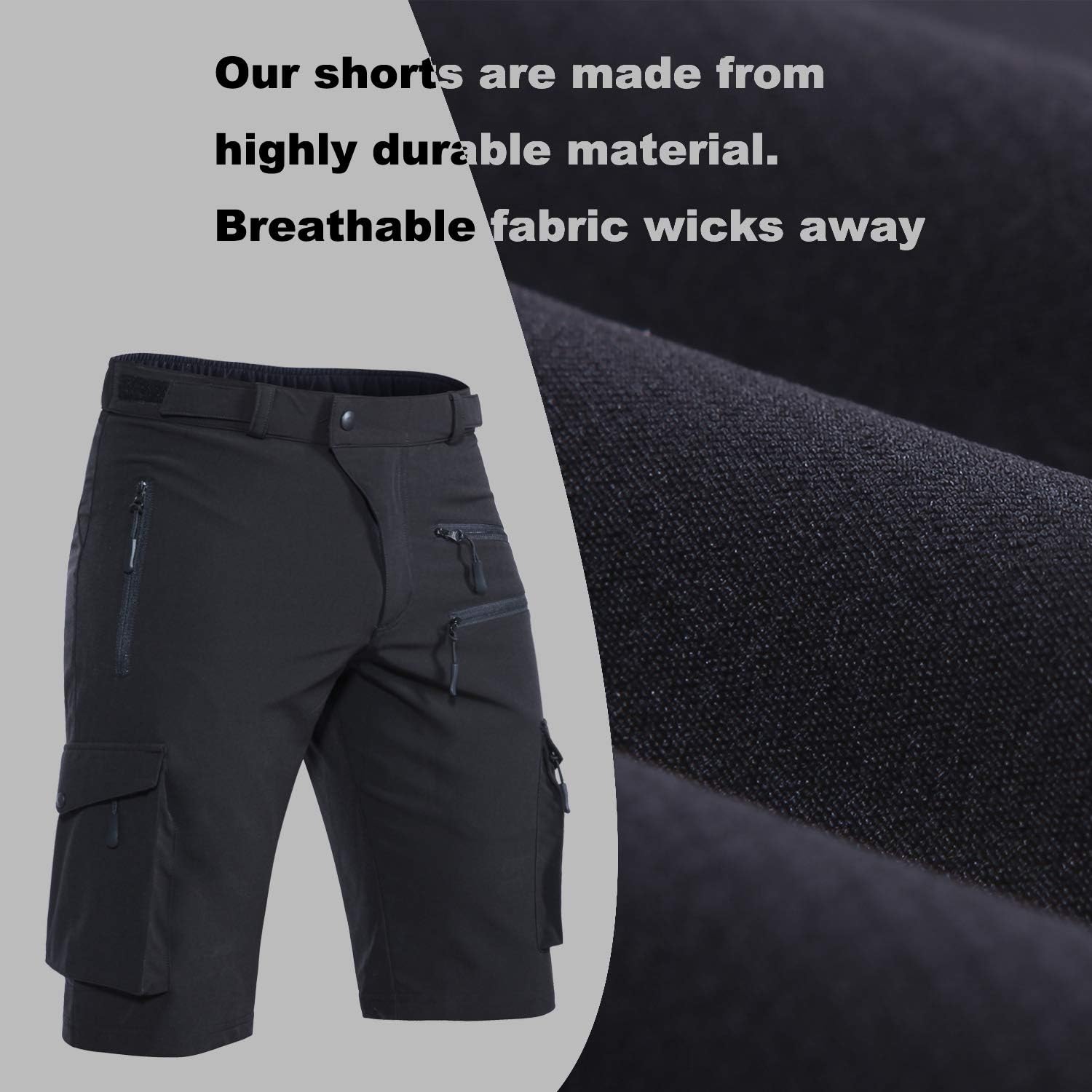 Hiauspor Men's Mountain Bike Shorts Stretch MTB Shorts Quick Dry with Zipper Pocket: Clothing