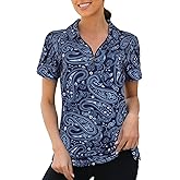 Viracy Womens Golf Polo Shirts 1/4 Zip Up Overlap Short Sleeve Quick Dry Workout Tops