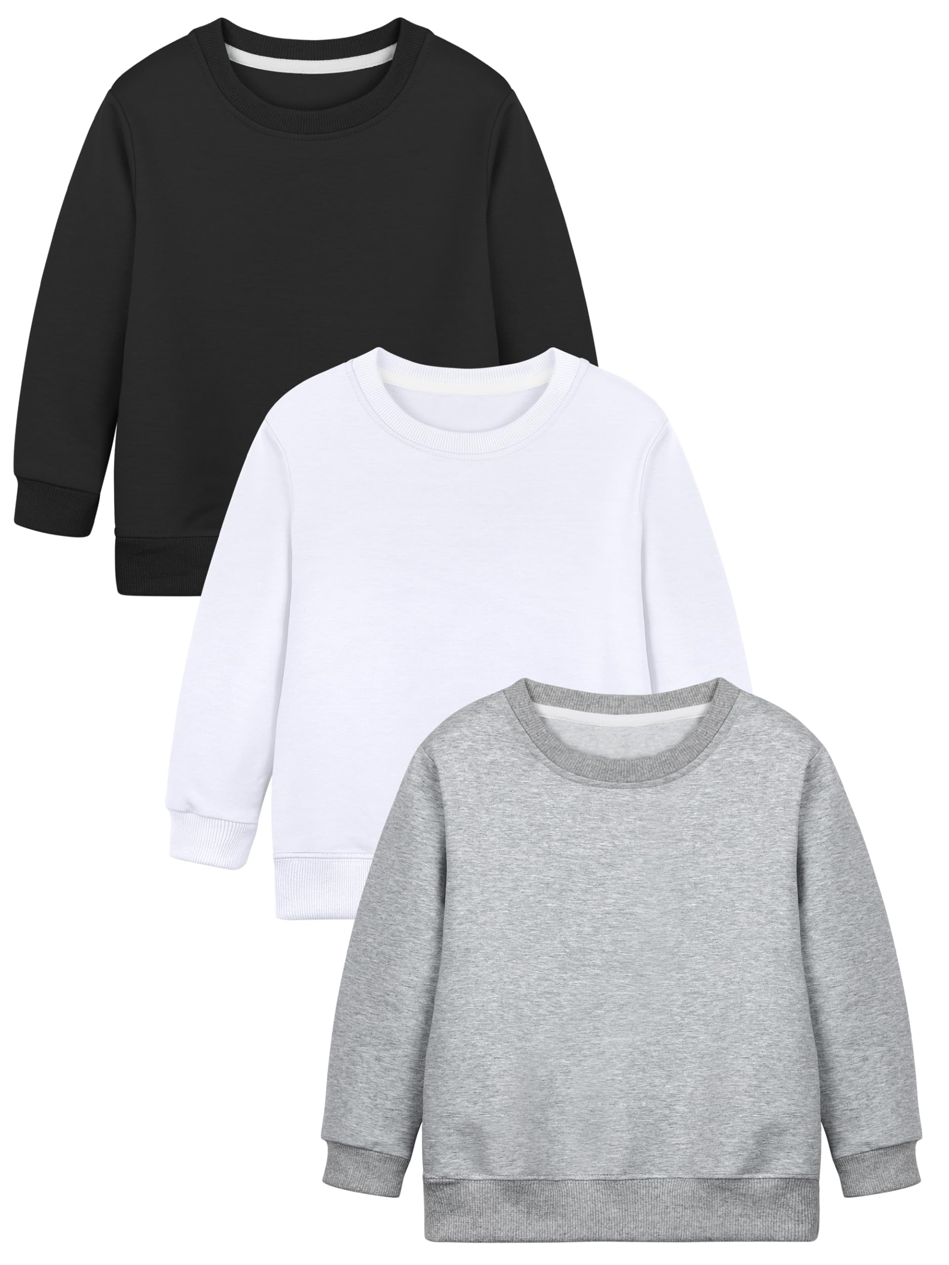 Photo 1 of Cooraby 3 Pack Baby and Toddler Boys Crewneck Sweatshirts Kids Solid Cotton Pullover Hoodie Long Sleeve T-Shirts Tops (SIZE UNKNOWN)
