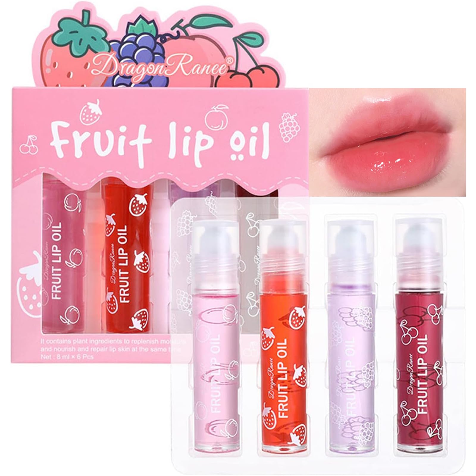 Lip Oil Set, Clear Lip Gloss Sets Fruit Liquid Lipstick, Set Moisturizing Girls Lip Balm Long Lasting Lip Glow Oil Lip Care Lip Mask, Gifts For Girls For Dry And Chapped Lips