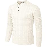 H2H Mens Casual Slim Fit Pullover Sweaters Long Sleeve Cable Knitted Sweater with Button Closure