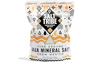 Salt Tribe | Baja Gold Mineral Sea Salt | 90+ Trace Minerals | Fine Ground | Hydration Support | Sal Organica | Low Sodium | Organic & Unrefined | 15 oz | Single Origin Mexico | 425+ Servings