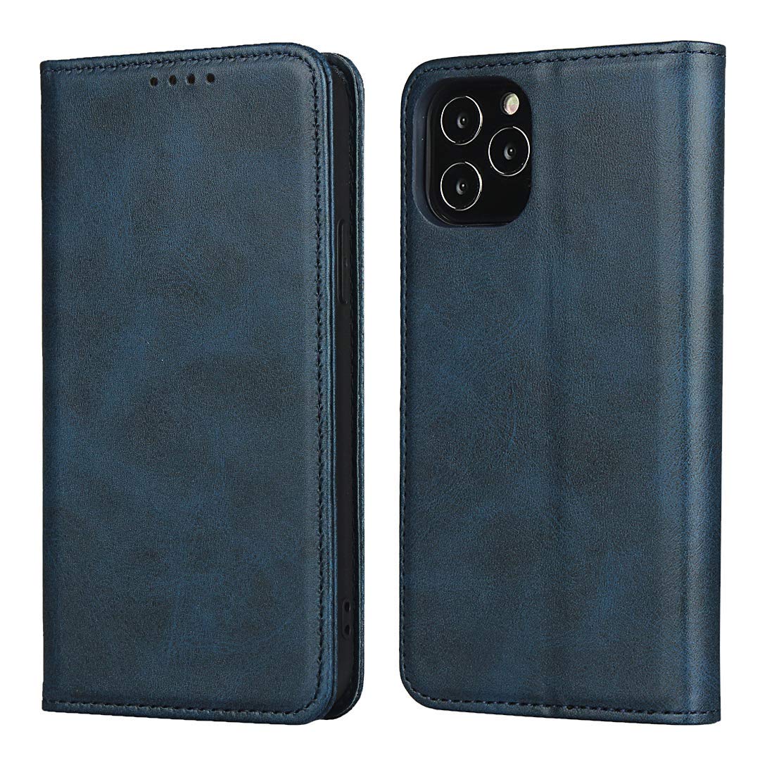 Copmob Case Compatible with iPhone 12/12 Pro,Premium Flip Leather Wallet Case,[3 Card Slots][Magnetic Closure][Stand Holder],Protective Cover Case Compatible with iPhone 12/12 Pro - Navy Blue