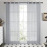 Deconovo Set of 2 Transparent Curtains Grey 260 x 140 cm Eyelet Voile