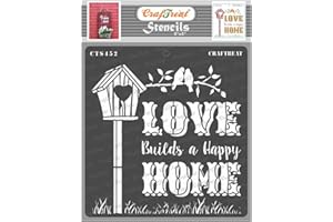 CrafTreat Home Décor Stencils for Painting on Wood, Canvas, Paper, Fabric, Floor, Wall and Tile - Lovely Home - 6x6 Inches - Reusable DIY Art and Craft Stencils - Small Wood Home Signs Stencil