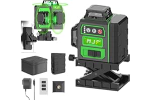 MJF Laser Level, 12 Green Cross Line, Pocket Size, 3D Lasers with Rechargeable Long-Lasting Battery, High Accuracy Nivel Level, with Self-leveling, Ideal for Construction and Home Décor