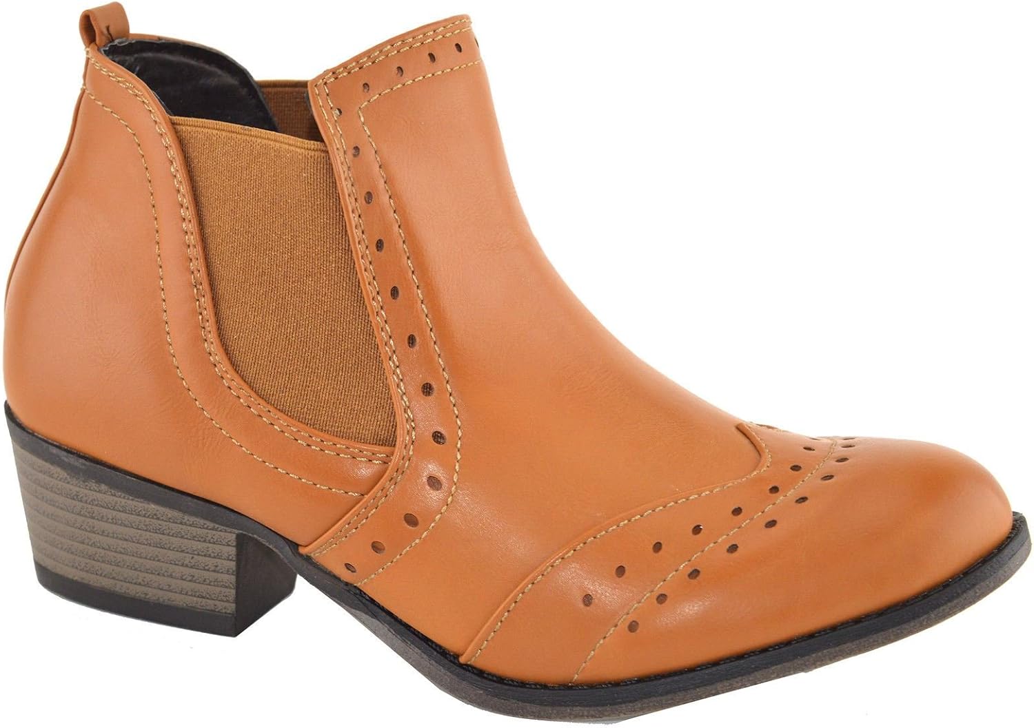 ladies tan brogue ankle boots