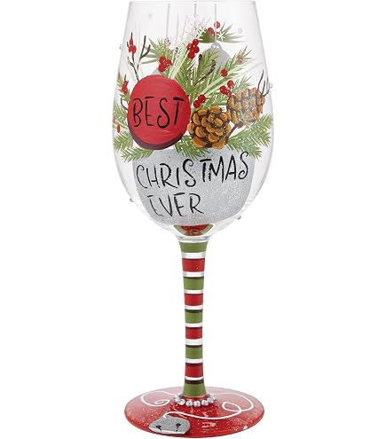 Enesco Lolita Christmas Hand-Painted Wine Glass – 15 Oz, Multicolor Holiday Decorations Design