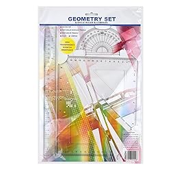 Coopay 12 Inch Math Geometry Tool Plastic Ruler Set