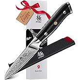KYOKU Paring Knife - 3.5" - Shogun Series - Japanese Style VG10 Steel Core Damascus Blade - with Sheath & Case