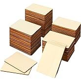 Hoteam 100 Pcs Wood Rectangles for Crafts, 3x2 Inch Unfinished Blank | Round Corner Design, Smooth Surface for Engraving Painting, Wooden Cutout Tiles for DIY Project Decoration Supplies