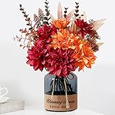 Leftover Fake Fall Flowers in Vase,Faux Flowers in Vase,Fall Floral Arrangement,Fall Centerpieces for Tables,Artificial Flowers,Kitchen Decor,Coffee Table Decor