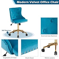 VINGLI Turquoise Blue Armless Home Office Desk