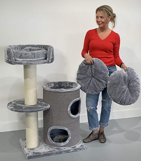 Rhrquality Arbre A Chat Geant Grand Chat Xxl Cat Pleasure Gris Clair Tonneau Griffoir Colonne Avec Sisal Pour Gratter Pour Gros Chats Amazon Fr Animalerie