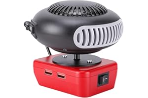 OPPWONG Battery Operated Heater, 200W 360 Rotating 55-85 2 Temperature Settings Defogging Car Heater with Anti Tilt Cut Off C