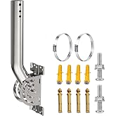 430 Stainless Steel J Pole Mount, Triple Screw Locking Antenna Bracket | Silver Heavy Duty Mount With 3-Screw Locking, Extension Tube Compatibility and 160&deg; Adjustable Angle for Outdoor Devices