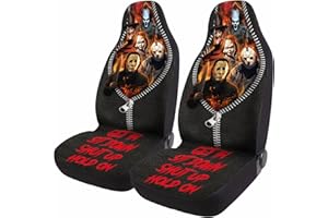 GENANY Horror Movie Characters 2 Front Car Seat Covers for Car Truck Sedan SUV, Christmas Car Gifts, Durable Automotive Seat Covers, Breathable Bucket Seat Covers, Protective Interior Accessory