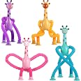 XONTEUS 4 Pcs Pop Tubes Giraffe Travel Airplane Road Trip Car Activities Essential,Telescopic Suction Cup Sensory Toys,Screen