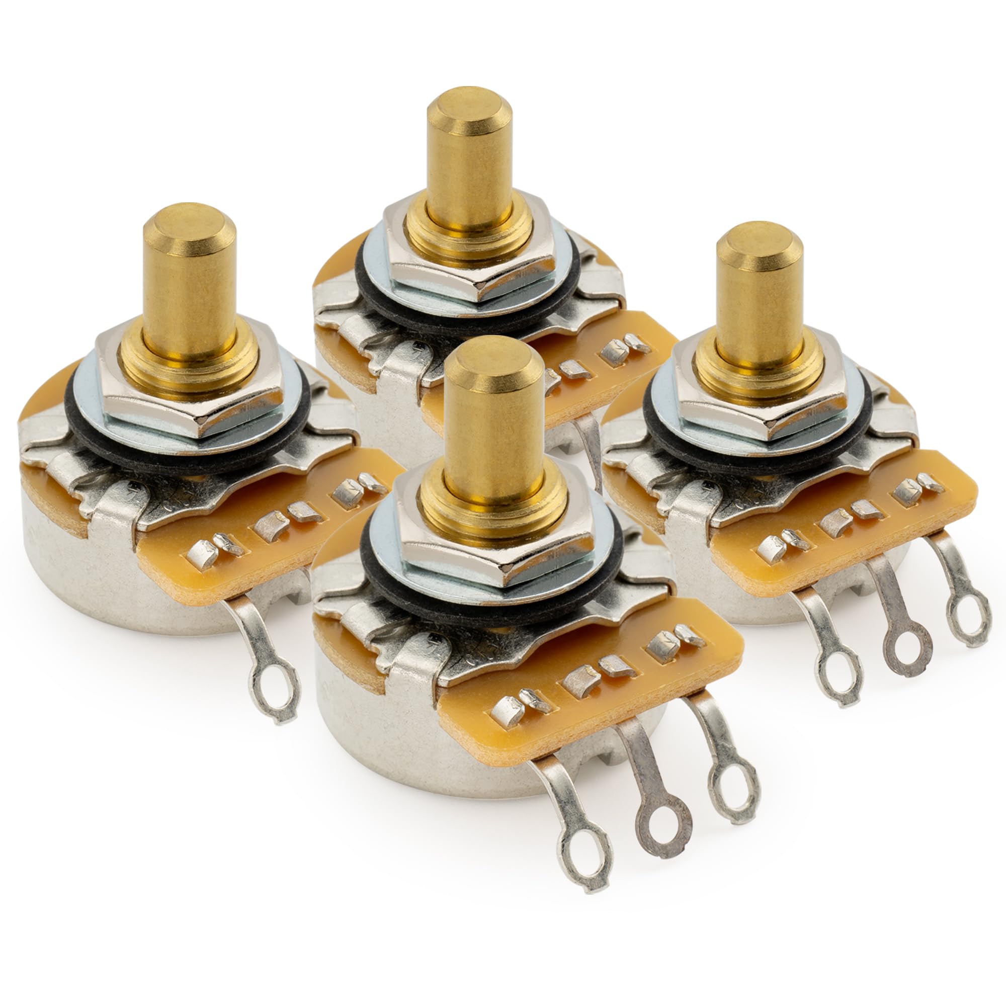 CTS 450G A250K Pots Brass Solid Short Shaft 1/4 Inch 10% Audio Taper Potentiometers for Electric Guitar Bass (Set of 4) — image 1