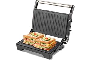 Vivicreate Panini Press Grill, 1000W Sandwich Maker with Ceramic Non-stick Plates, Opens 180 Degrees for Any Size Food, 3-in-