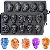 Skull Silicone Mold and Brain Silicone Mold Set, 3D Skull Ice Cube Mold for Whiskey, Skull Chocolate Mold for Halloween Party