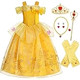 COTRIO Princess Costume for Girls Kids Halloween Dress Up Toddler Birthday Party Outfits Off Shoulder Fancy Dresses Gifts