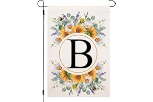 UTUICHUO Monogram Letter B Garden Flag Summer Sunflower 12x18 Inch Double Sided Family Last Name Initial Yard Flags for Outside