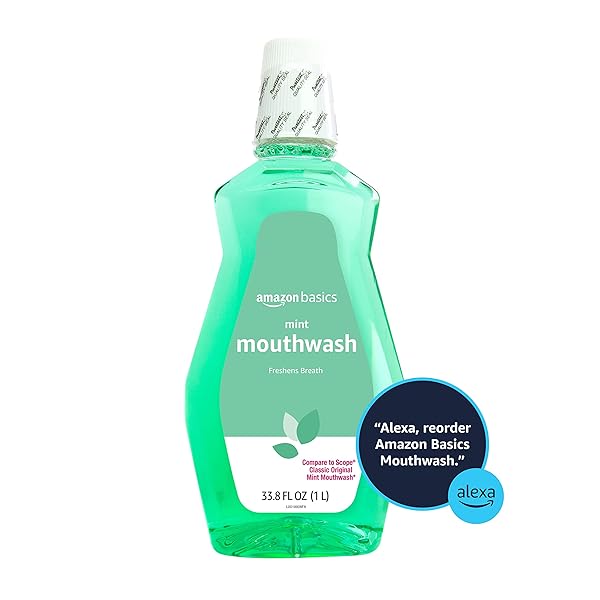 AMAZON BASICS FRESH BREATH MOUTHWASH, MINT, 33.8 FL OZ, (PREVIOUSLY SOLIMO)