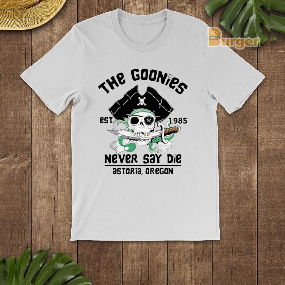 Dashboard Store OFFICIAL THE GOONIES EST 1985 NEVER SAY DIE ASTORIA OREGON TEE SHIRT.