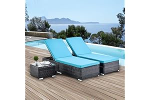 Affmitime Polaris Garden Patio Outdoor Chaise Lounge Set, 2 Piece Ratten Wicker Patio Lounge Chairs for Poolside