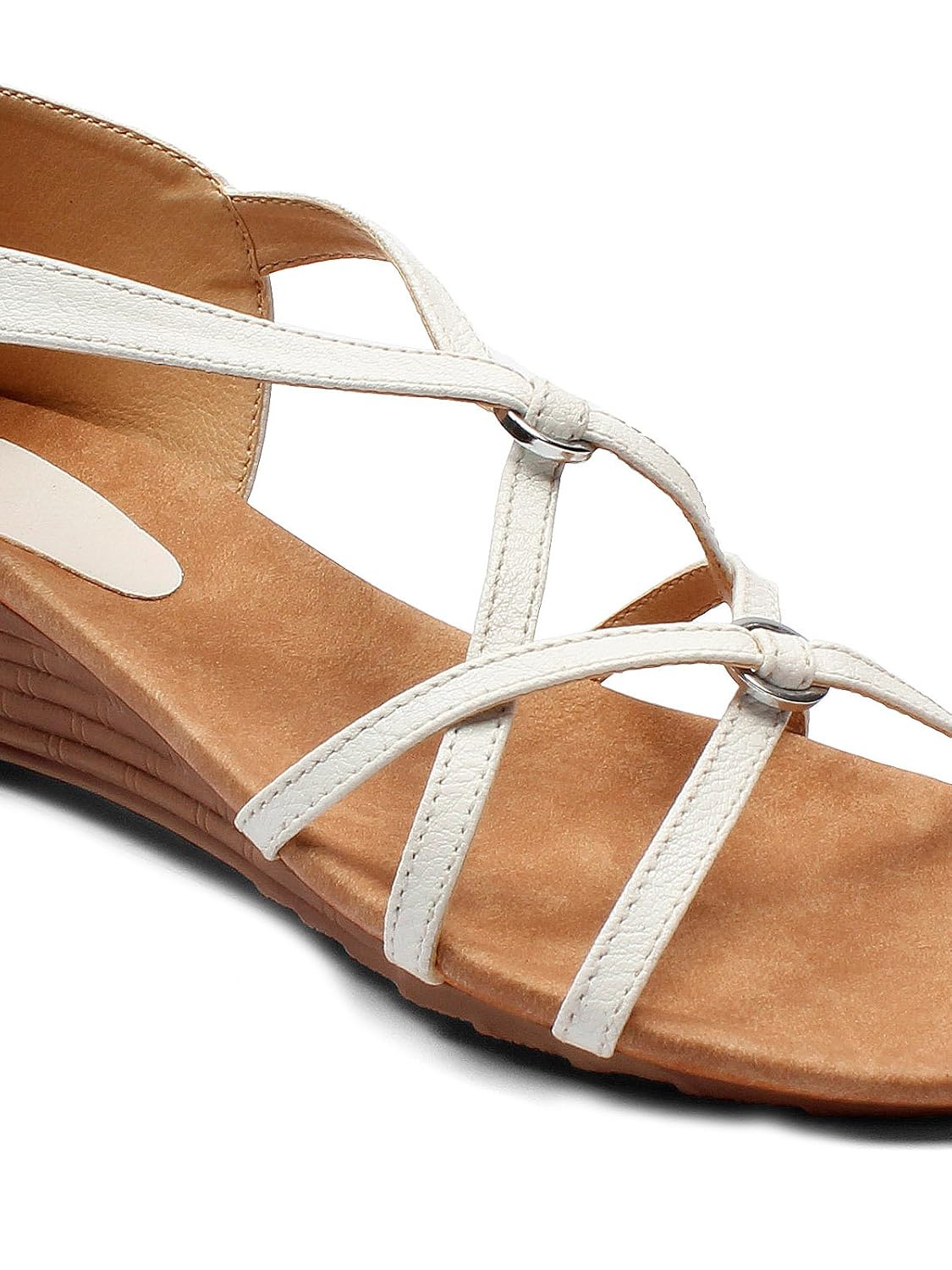 meriggiare women synthetic white wedges