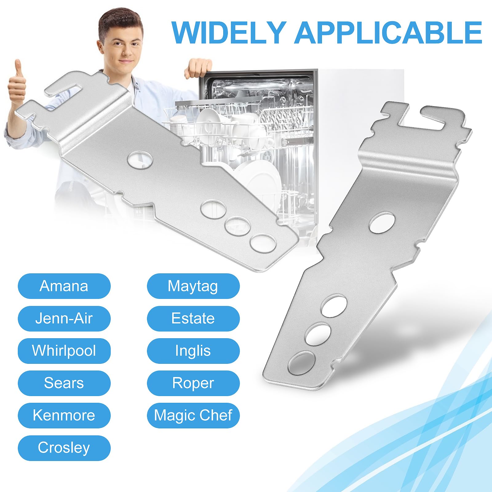 RASKOO 2 Pack Premium Dishwasher Mounting Bracket, Undercounter Dishwasher Bracket with Screws for Whirl-pool, Ken-more, Kitchen-Aid Dishwasher - Easy to Replace 8269145 WP8269145 WP8269145VP