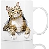Winston & Bear Pondering Tabby Cat Mug - Ceramic Coffee Mug Gift for Cat Lovers - Perfect Birthday or Christmas, Father's or Mother's Day Gift (11oz)