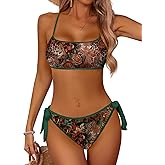 ZEMOQ Bikini Sets for Women High Waisted Two Piece Swimsuit Cheeky High Cut Color Block Bathing Suits