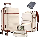 YAMTION Luggage Sets 6 Piece,Hardside 20In Suitcase with Spinner Wheels,TSA Lock,Carry On Suitcase Travel Essentials for Personal Items