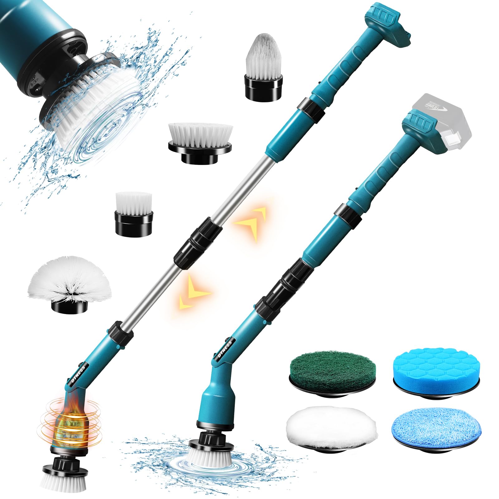 Photo 1 of DTNESS Electric Spin Scrubber for Makita 18V, Cordless ?Shower Cleaner with Free Adjustable Extension Arm, 1000RPM Clean Brush Waterproof w/ 8 Replaceable Heads for Tile Tub Kitchen Floor (NO Battery)