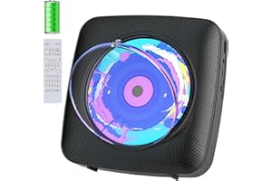 CD Player Portable: CD Players for Home Bluetooth 1800mAh Rechargeable Desktop Wall Kegaudio HiFi Speakers with Dust Cover LC